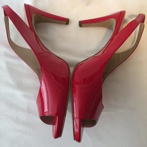 Ellen Tracy Vivian Red Patent Slingback Heels
